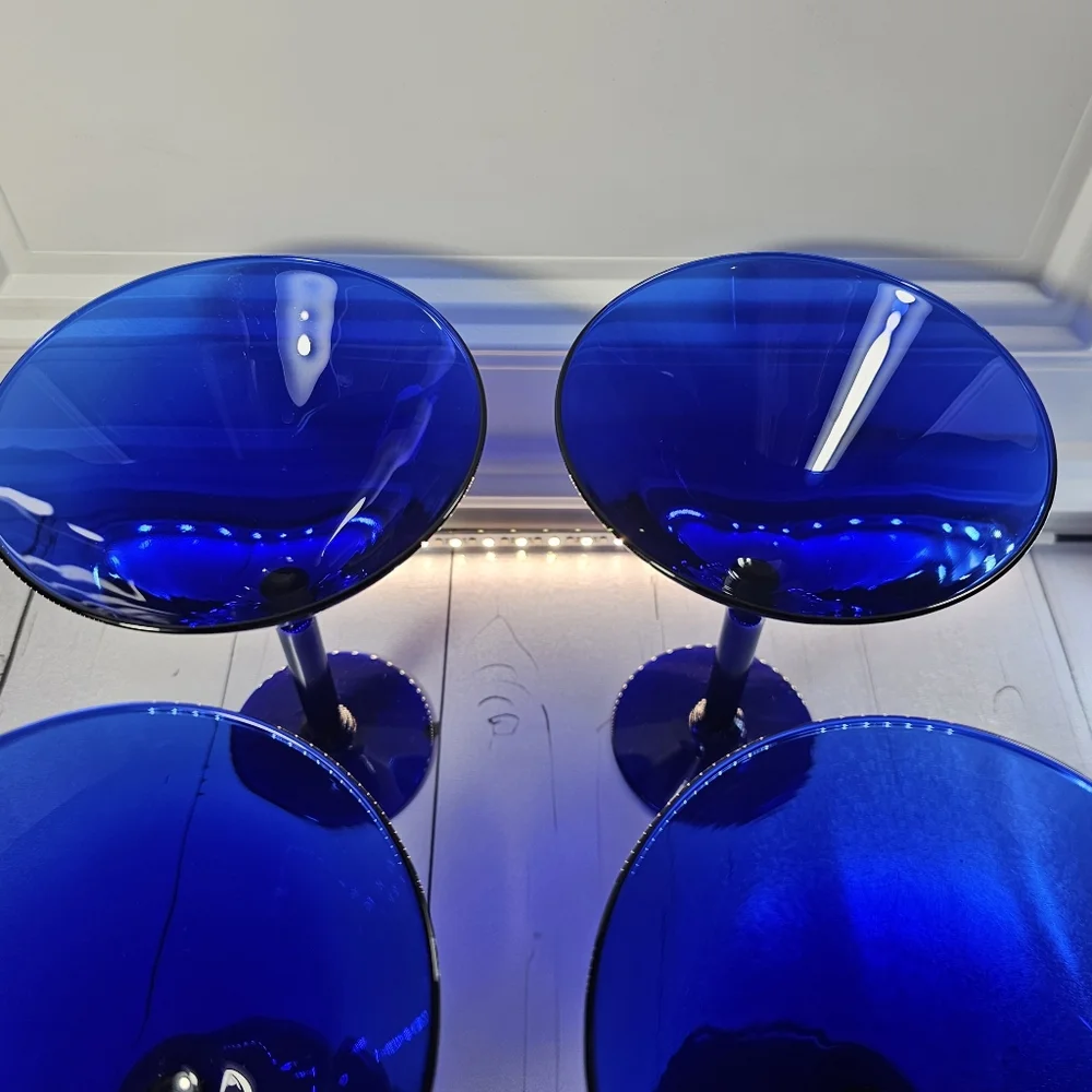Pier One Blue Martini Glasses Set of 4 in a deep cobalt blue beautiful color